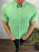 Social Manga Curta de Linho Ralph Lauren