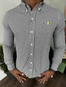 Social Ralph Lauren Manga Longa Micro Xadrez Claro