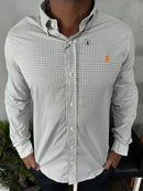 Social Ralph Lauren Manga Longa Micro Xadrez Claro